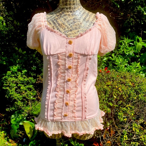 Liz Lisa Tops - Kawaii Liz Lisa pink lacy corset type top NWT